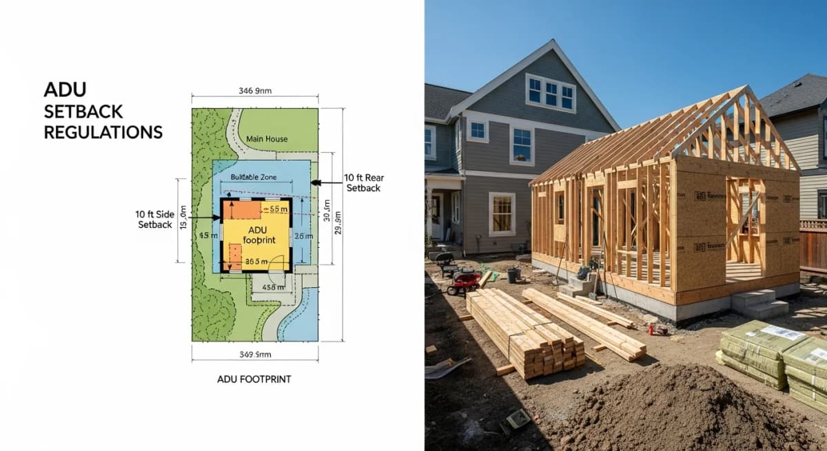 Diagram showing ADU setback requirements from property lines in Boise residential zone