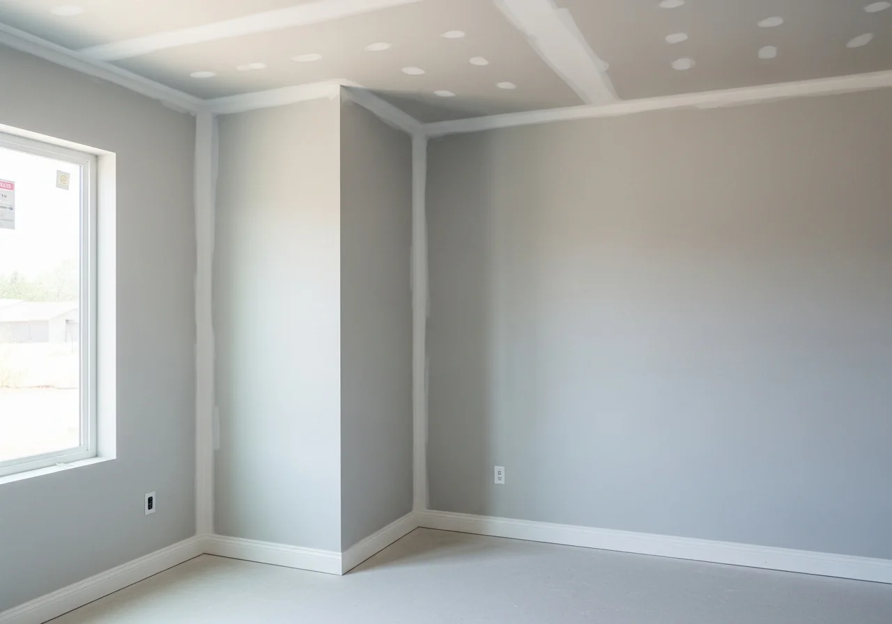 A smoothly finished and painted room with crisp drywall corners and ceiling in a remodeled Boise home