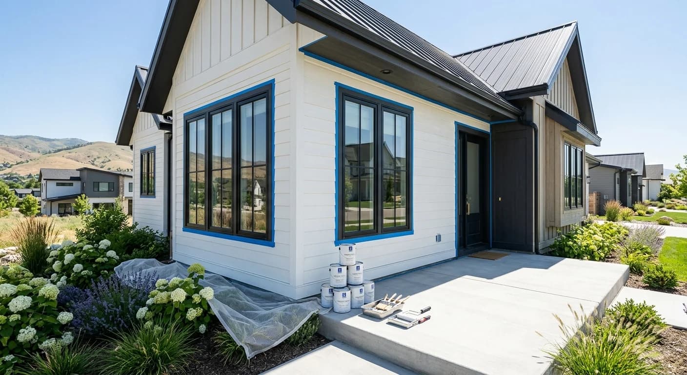 Exterior surface preparation with scraping and priming on a Boise home