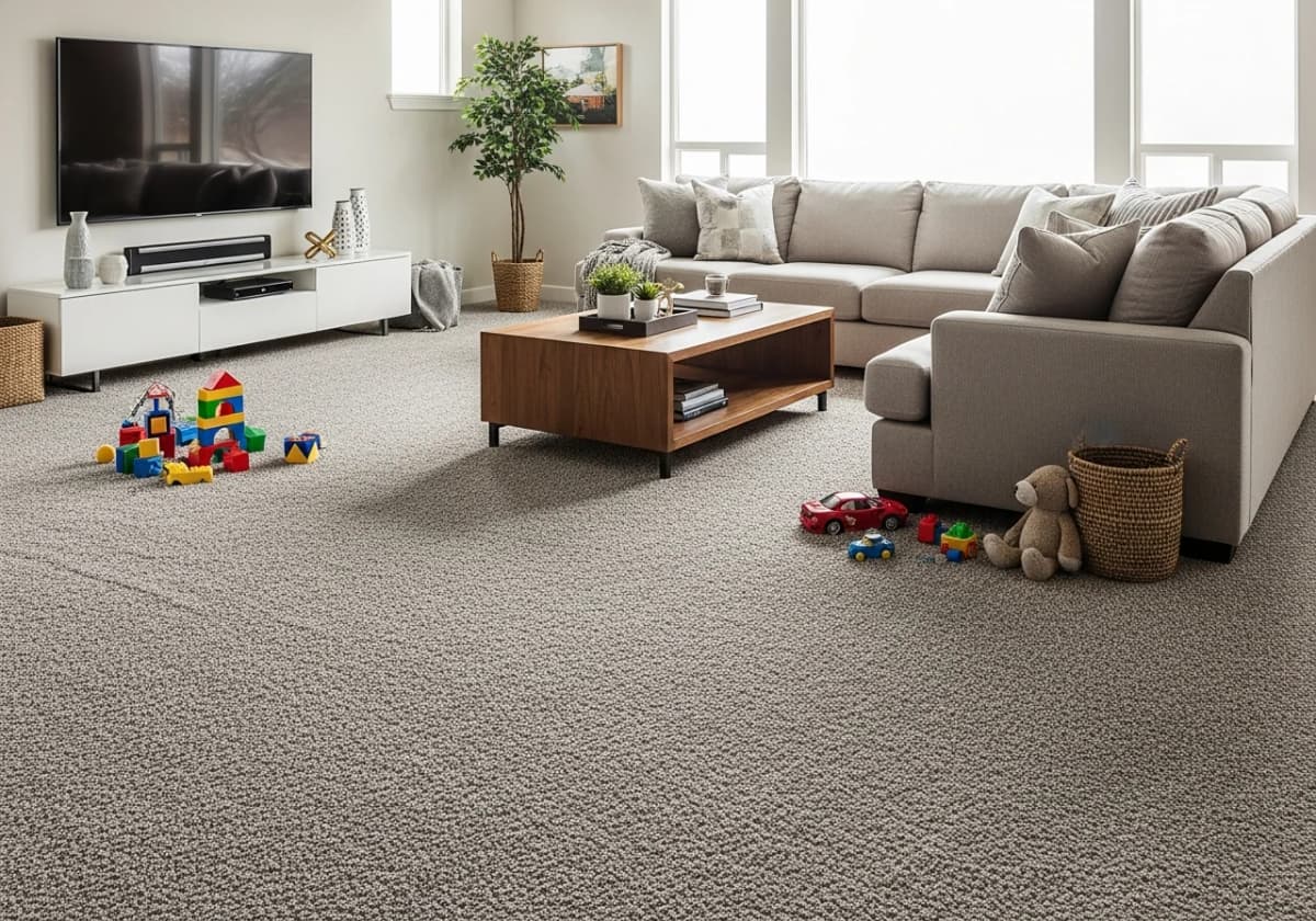 Twist-style frieze carpet in a casual Boise family room