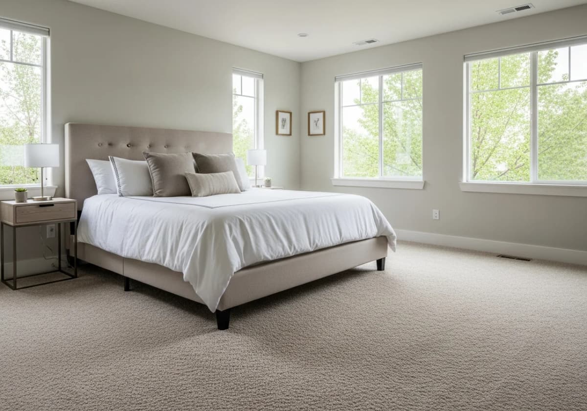 Plush Saxony cut-pile carpet in a calm Boise primary bedroom