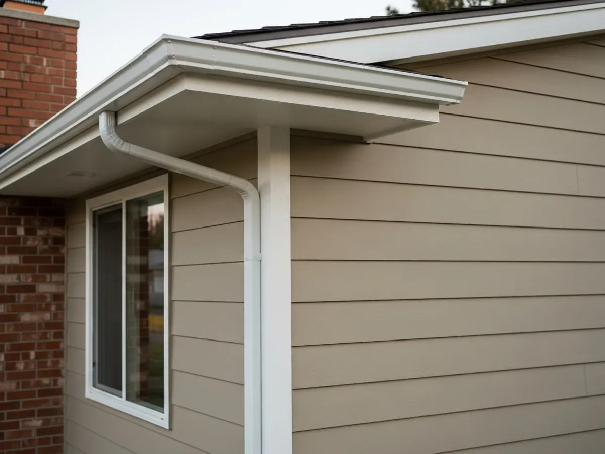 Finished James Hardie lap siding detail on a Boise Bench mid-century ranch with greige finish and white corner boards