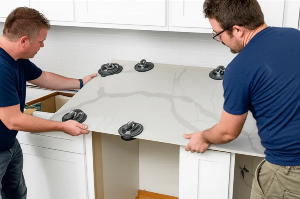 Quartz countertop installation