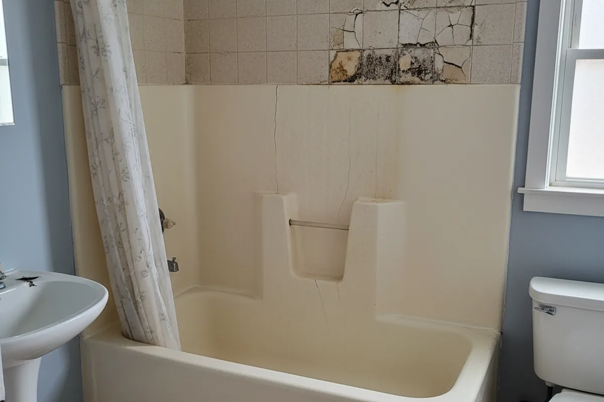 Before: original condition before shower remodeling in Ustick Road area, Caldwell
