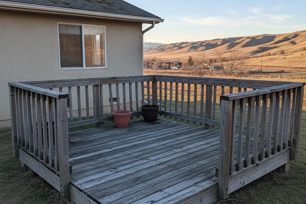 Before: original condition before deck builder in Banbury Meadows, Eagle