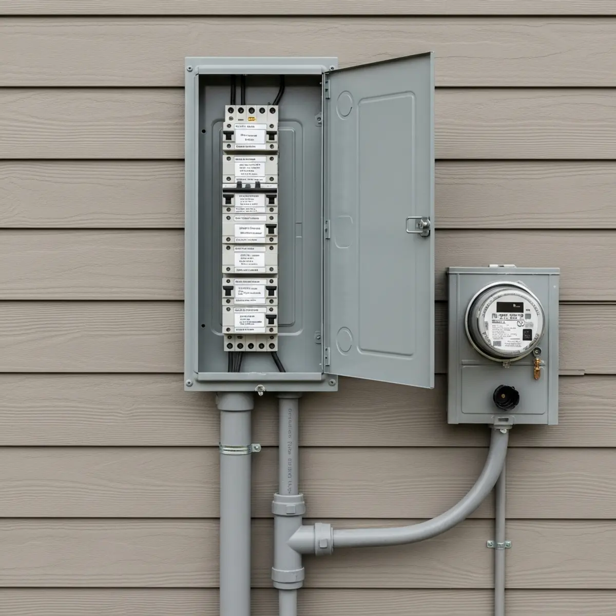 Dedicated electrical subpanel installed on the exterior of an ADU