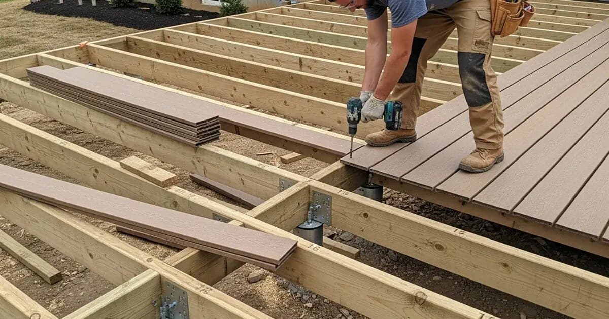 Contractor reviewing deck and patio design plans with homeowner in a Boise backyard