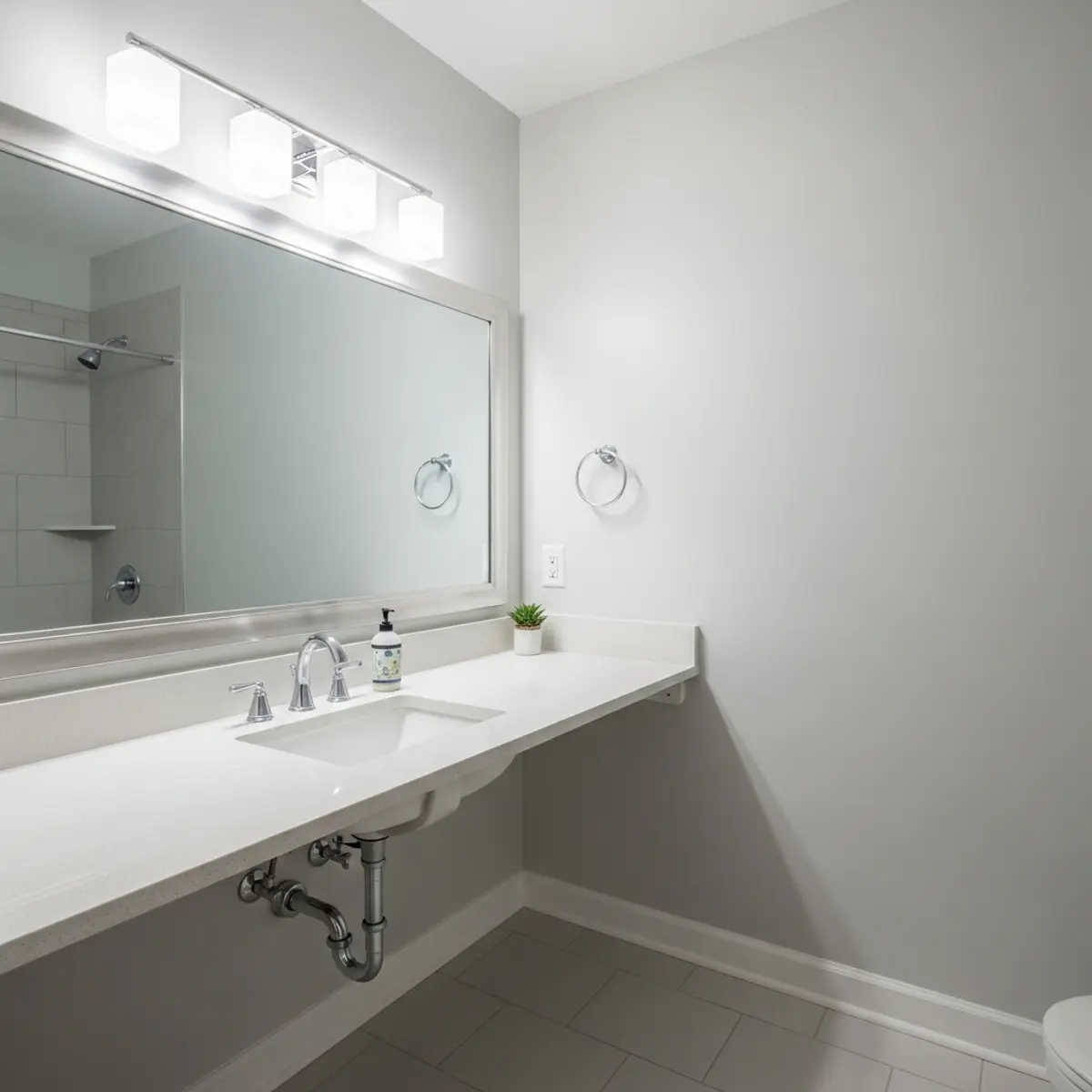 Updated bathroom with new vanity, tile, and fixtures showing high ROI renovation