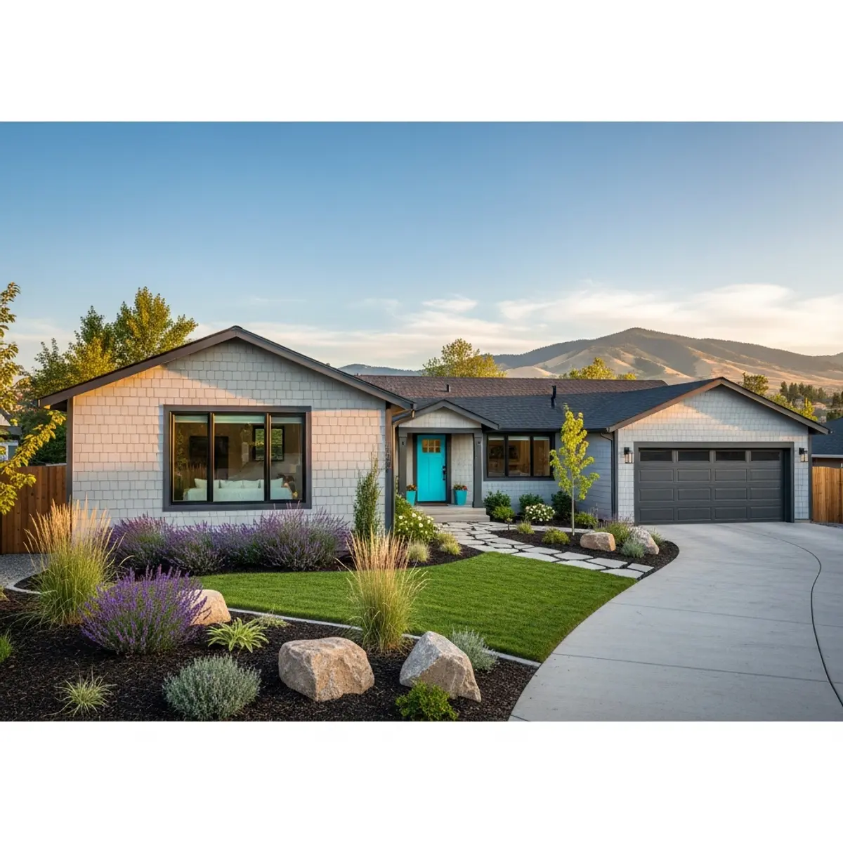 Boise home with new siding, windows, and landscaping showing excellent curb appeal