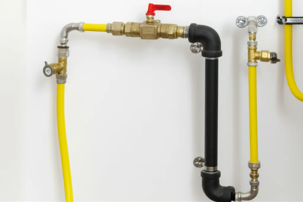 Gas supply line run to a kitchen range position
