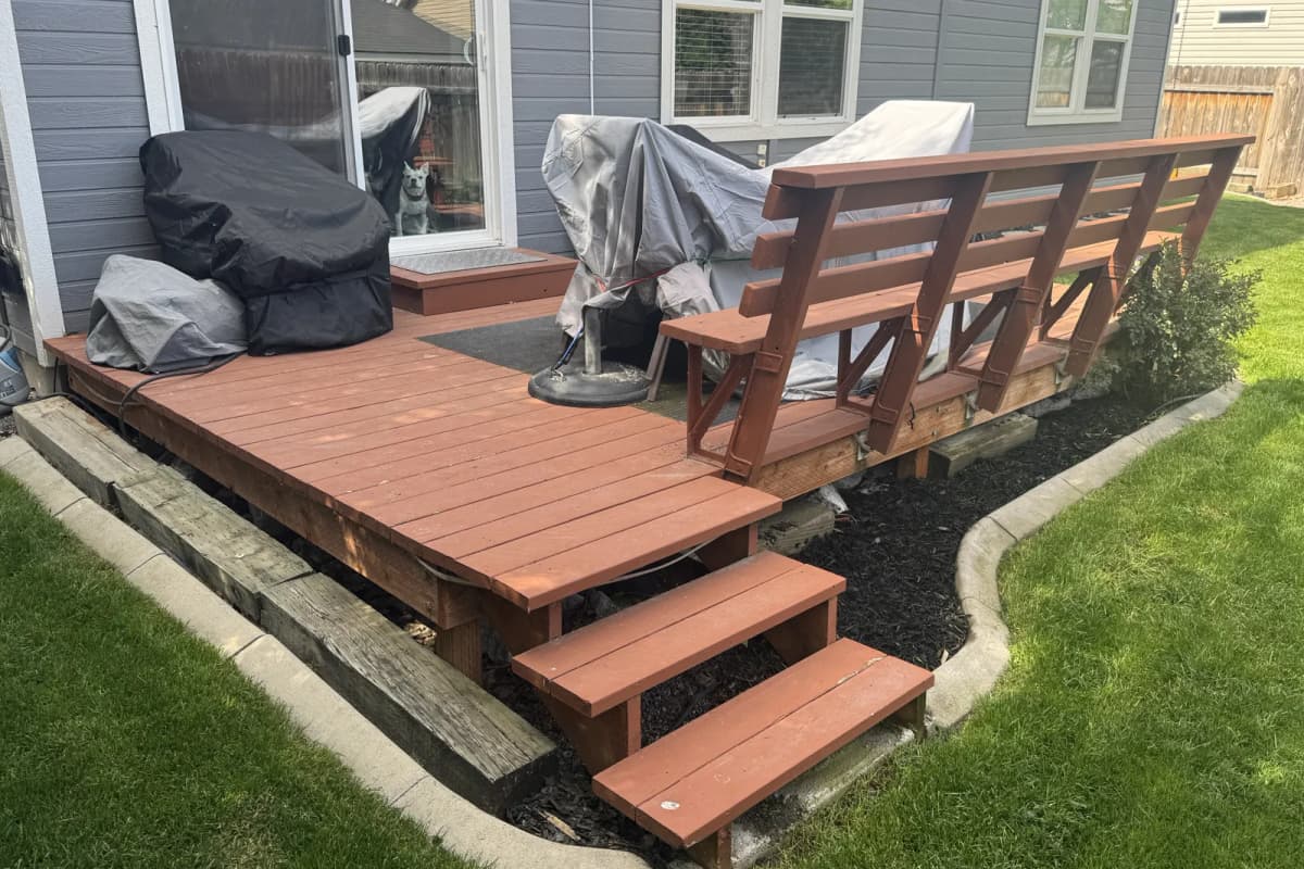 Before: original condition before deck builder in Boise