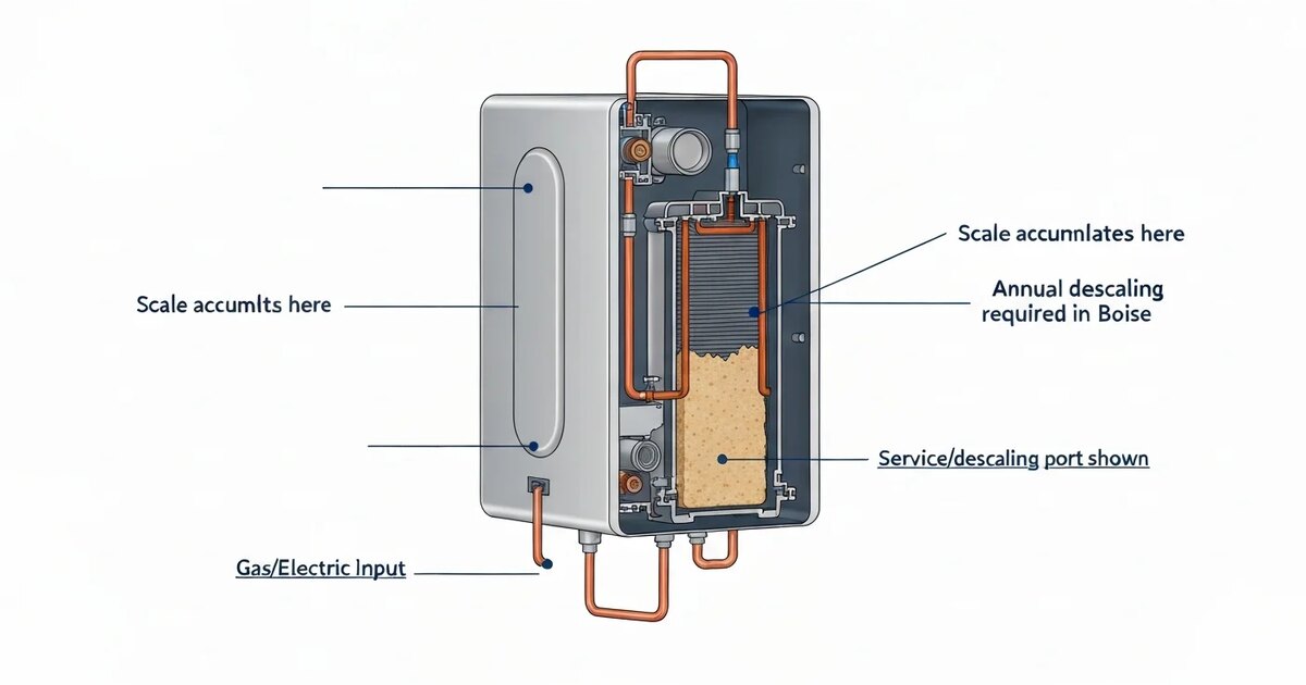 Scale Rx Tankless Install Boise Tankless Water Heater Scale Guide | Annual Descaling Required
