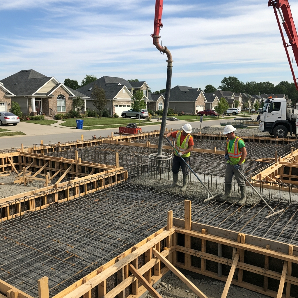 Concrete foundation being poured for a new detached ADU in Boise