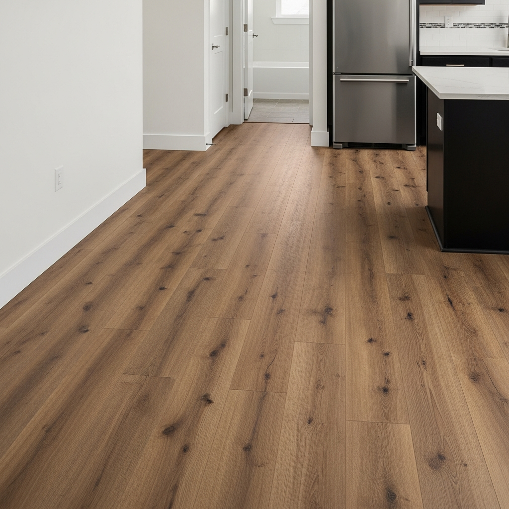 Luxury vinyl plank flooring installed throughout an ADU showing durability and wood-look finish