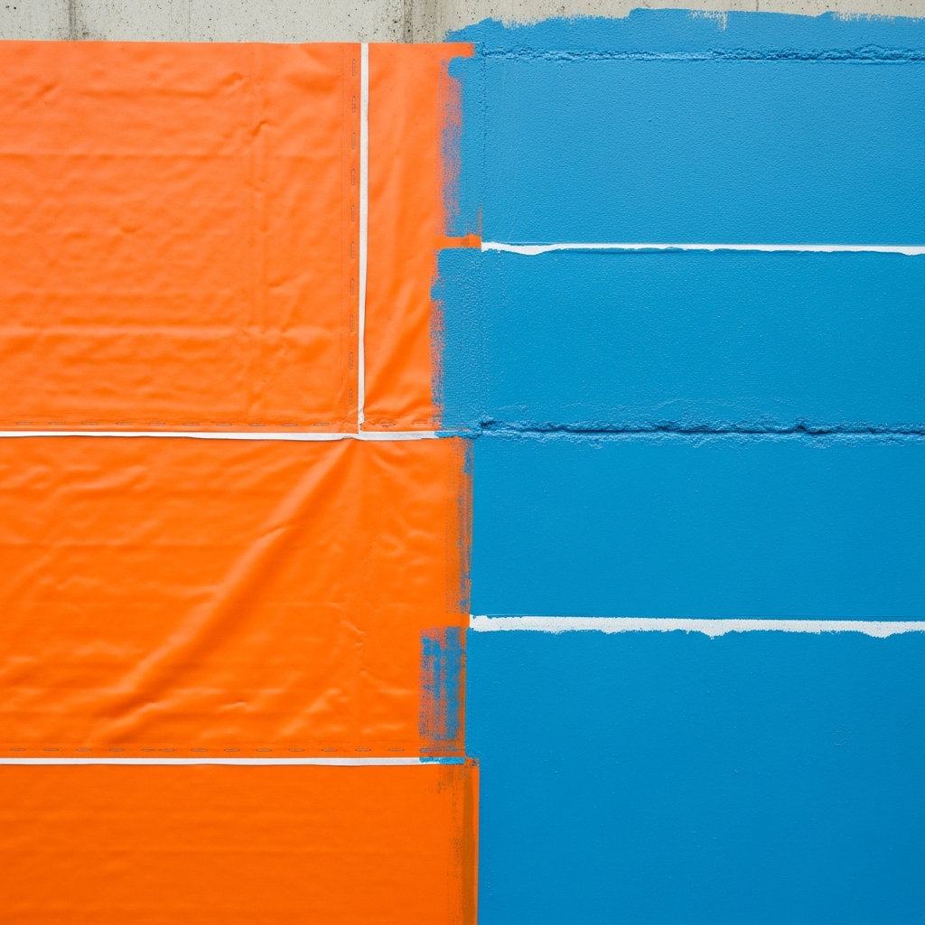 Sheet membrane and liquid-applied waterproofing side by side on cement board